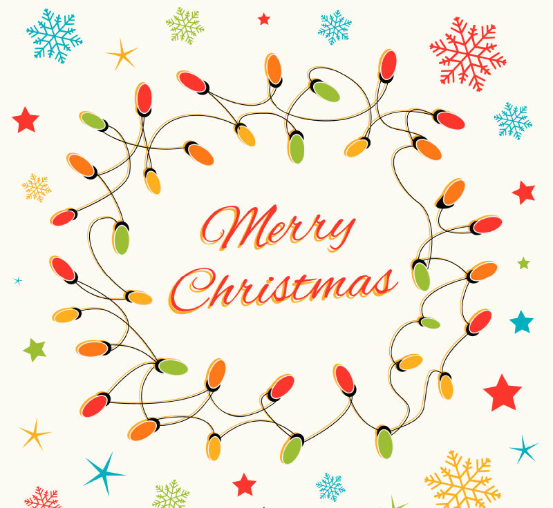 Cartoon Christmas lights string vector material
