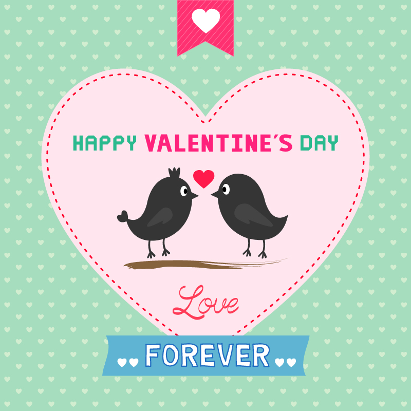 Valentine cartoon bird lovers vector material
