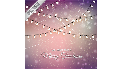 String Christmas lights with halo background vector material