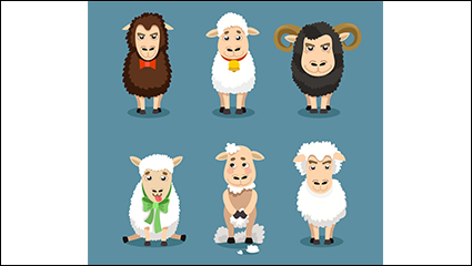 6 large nostrils cartoon sheep vector material