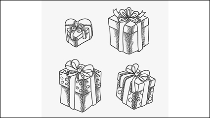 4 hand-painted gift bow vector material