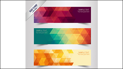 3 stylish geometric banner vector material