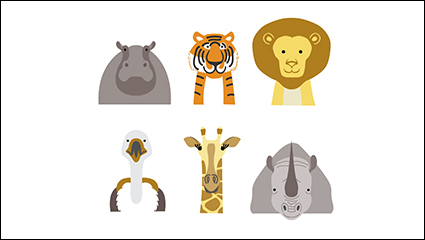 6 cartoon animal picture vector material