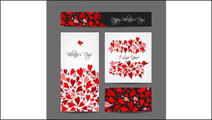 4 colorful love card vector material red
