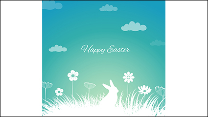 White Rabbit silhouette greeting card vector material
