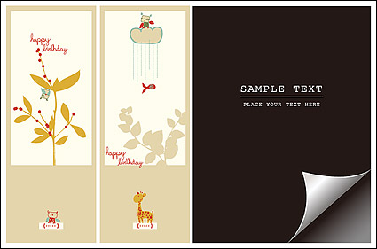 Bookmark with lovely pictorial paper angle vector material