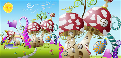 Cute fairy-tale world vector material