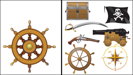 Pirate equipment, supplies vector
