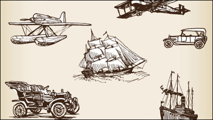 European-style hand-drawn transport carrier 01 - Vector