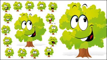 Cartoon trees face 02 - vector