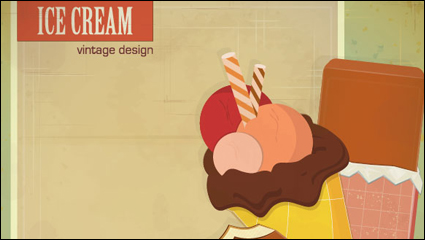 The retro cartoon Ice Cream 02 - vector material