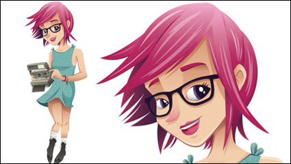 Cartoon girls 03 - vector material