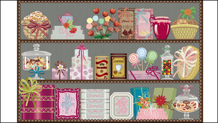 Cartoon showcase store 05 - vector material