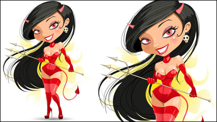 Cartoon beauty image 01 - vector material