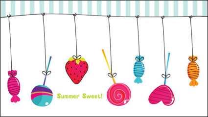 Cartoon line art candy - vector material