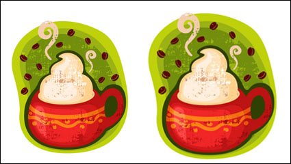 Cartoon coffee cup stickers 01 - vector material